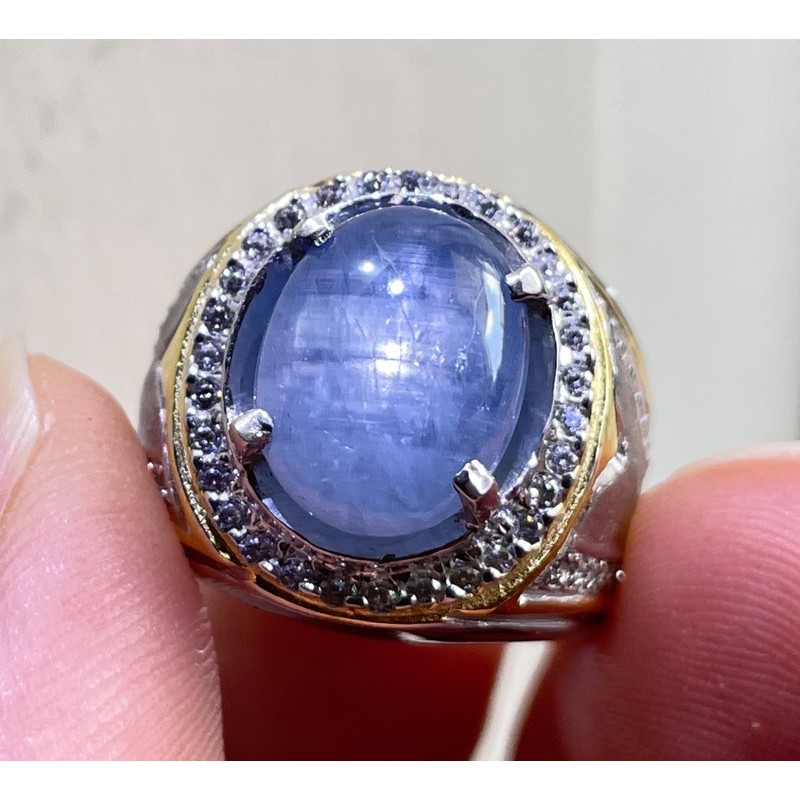 CINCIN PERAK MEWAH NATURAL BLUE STAR SAFIR SRILANKA KUALITAS PILIHAN EDISI 4