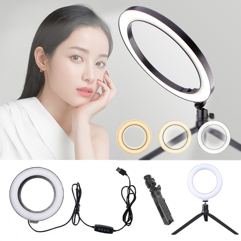 16CM Paket Tripod Mini Ball Head Livestreamer Selfie Make Up Vlog RingLight Lampu With 1 Tripod For