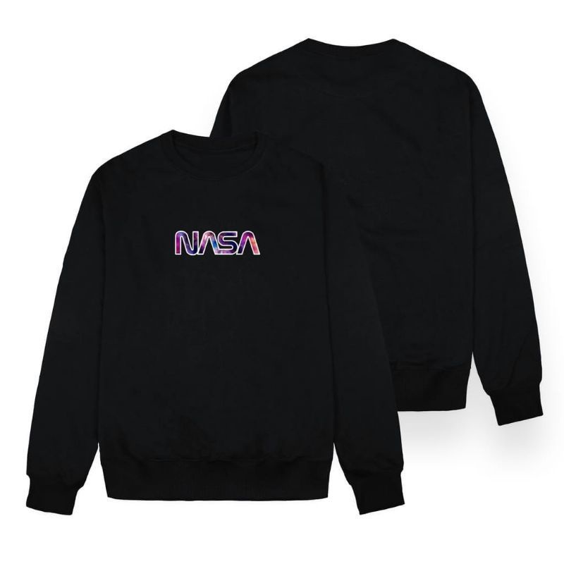 Sweater crewneck pria wanita NASA GALAXI termurah/basic pria wanita terbaru bahan fleece tebal