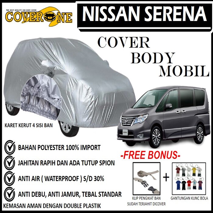 Selimut Sarung Body Cover Mobil Serena / Mantel Penutup Mobil Serena / Cover Mobil Outdoor Indoor / Selimut Mobil / Sarung Mobil / Cover Mobil Waterproof Anti Air Free Pengikat Ban