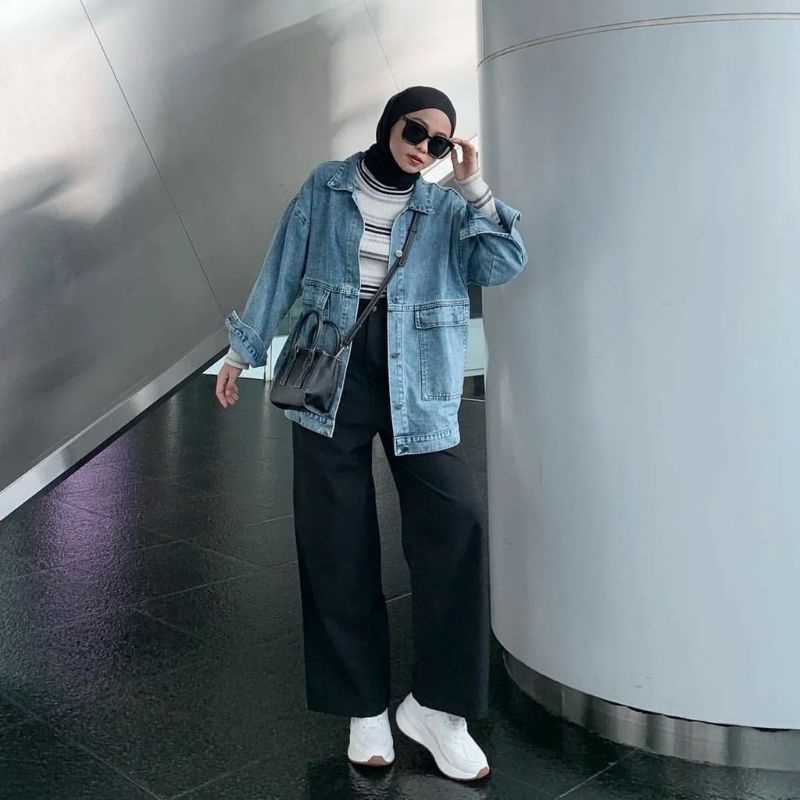 Jennie Jaket Jeans Wanita Denim Oversize