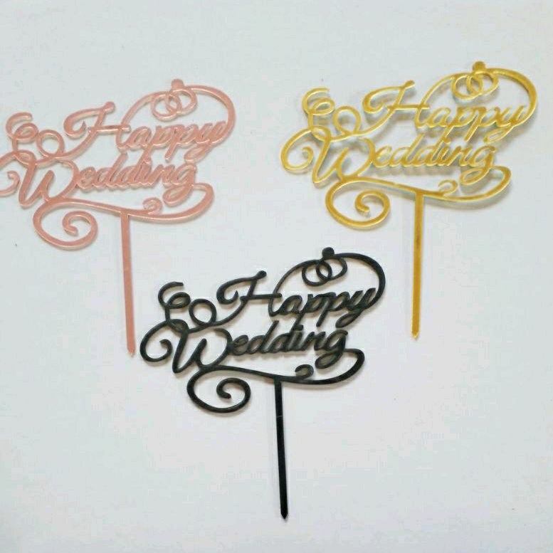 CAKE TOPPER HAPPY WEDDING