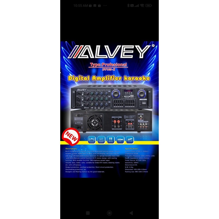 Ampli Karaoke ALVEY DV 100 Bluetooth USB Original ALVEY DV100