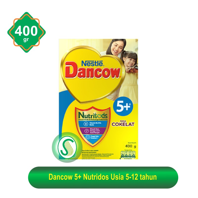 Dancow 5+ Nutritods Susu Formula Anak Usia 5-12 Tahun Rasa Madu / Vanila / Coklat 350gr