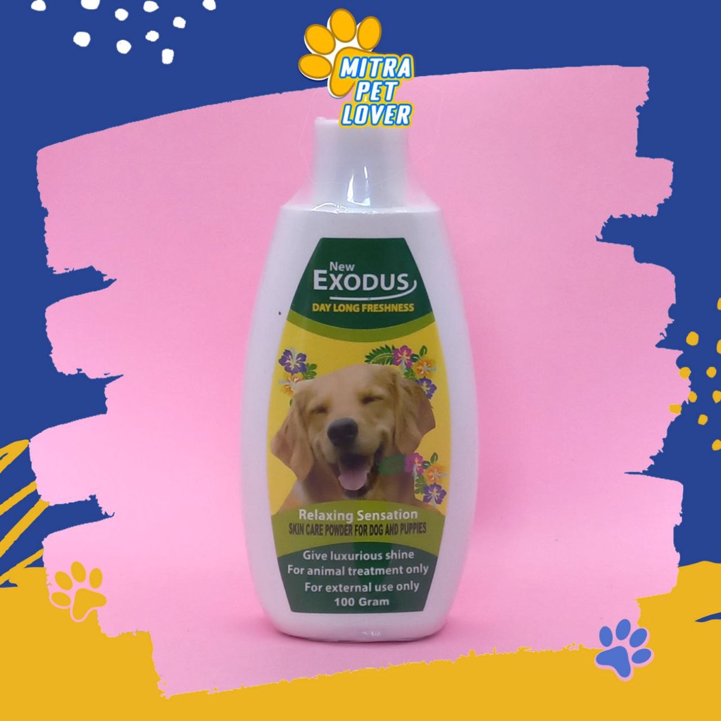 BEDAK ANJING - EXODUS TALK POWDER BUBUK ANTI FLEA KUTU CAPLAX TICK MEMBASMI PINJAL DOG 100 GRAM ORIGINAL PET PUPPY ANIMAL PLANTS HEALTHCARE AND VETERINARY TAMASINDO OBAT PERAWATAN KESEHATAN DAN VITAMIN TALC TERNAK HEWAN BINATANG PELIHARAAN MITRAPETLOVER