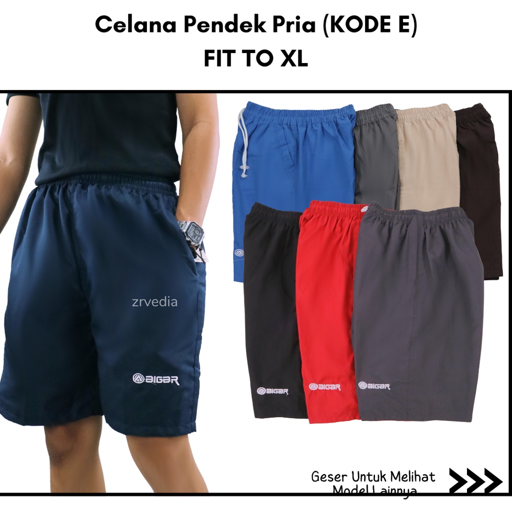 Celana Pendek Logo Kode E Fit to XL / Pants Pria Dewasa Olahraga Boxer Harian Kolor Laki Murah Sport