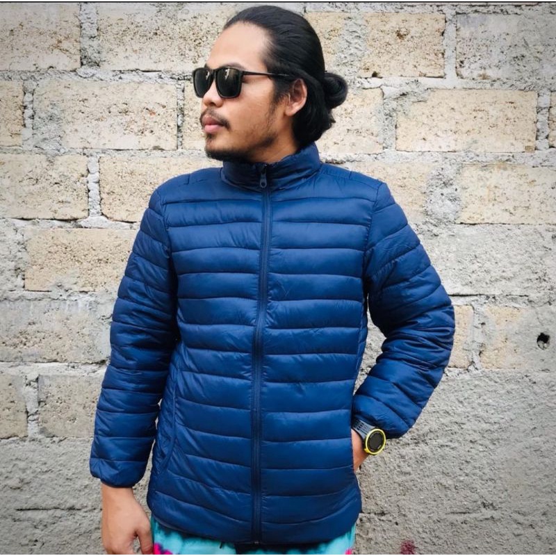 Jaket pull & bear puffer navy original
