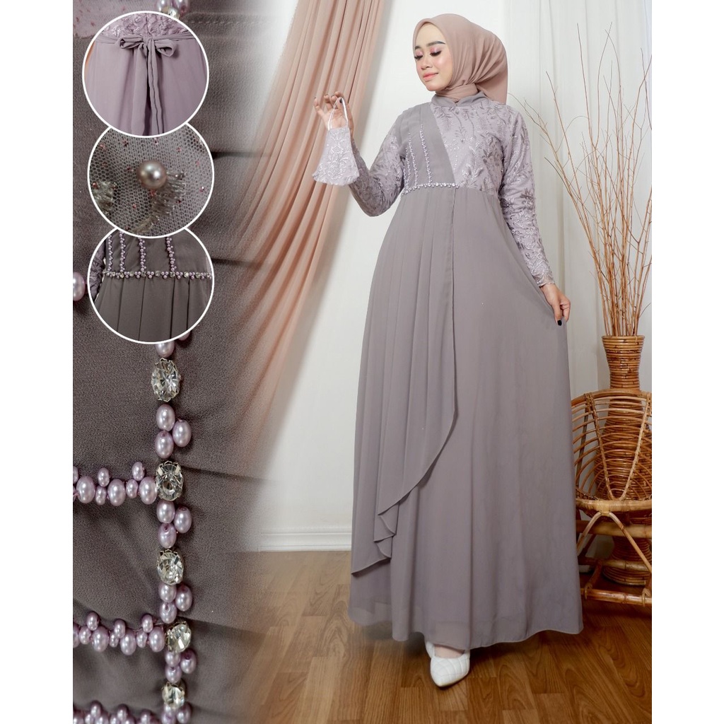 Dress Pesta Mewah| Gamis Tile Seruty Baby Doll Mix Payet Mutiara Terbaru| Gamis Tile| Gamis| Gamis Pesta| Gamis Kondangan| Gamis Seragaman Keluaran| Gamis Kebaya| Gamis wisuda| Gamis