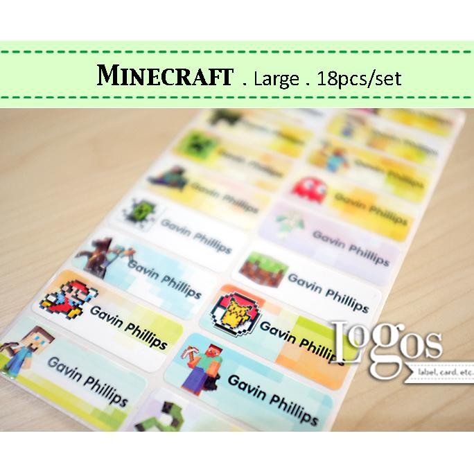 

Sale Minecraft Large. Stiker Label Nama Waterproof Stiker Nama Anak Game Berkualitas