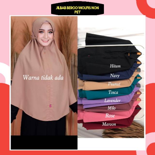 HIJAB BERGO WOLFIS NON PET / Jilbab Bergo WOLFIS non pet