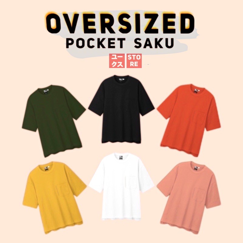 KAOS POLOS OVERSIZE POCKET COTTON COMBED 24s PRIA  WANITA 