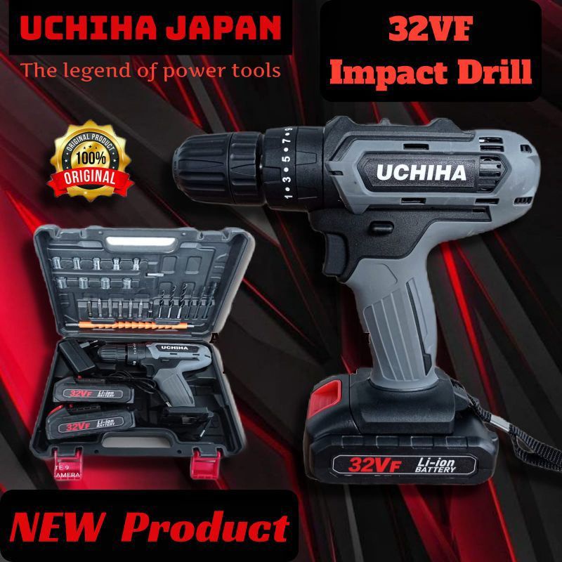 PROMO Mesin Bor Baterai Cordless 32 volt  Full Set Mata Bor Mata Obeng Uchiha JAPAn