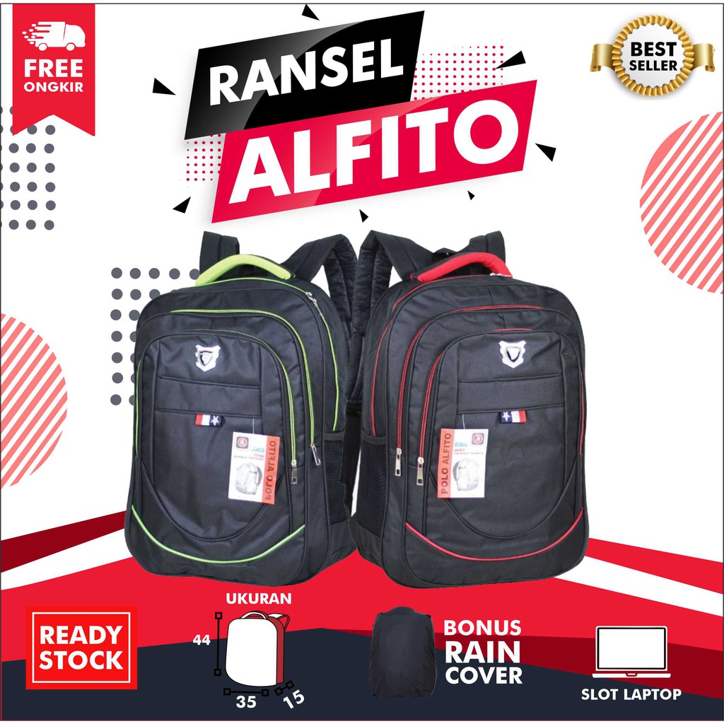 Jual Backpack Polo Alfito Ransel Sekolah SMP SMA Tas Gendong Pria Cowok Multifungsi Bagus keren Awet