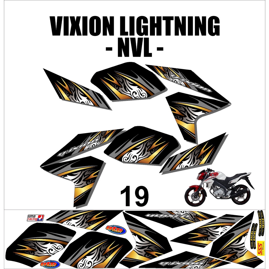 (cod)  VIXION NVL. Sticker Stiker Striping Lis Variasi Vixion Lightning / NVL murah Desain DS NVL - 