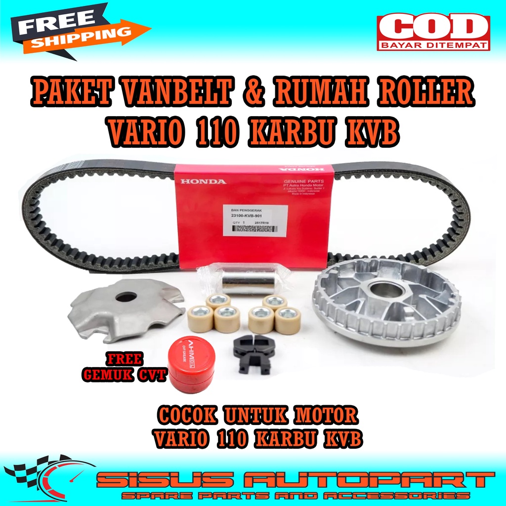 PAKET VBELT DAN RUMAH ROLLER ASSY VARIO 110 VARIO LAMA VARIO 110 KARBU / VANBELT PLUS RUMAH ROLLER SET VARIO 110 KARBU / PAKET CVT VARIO 110 KARBU KVB