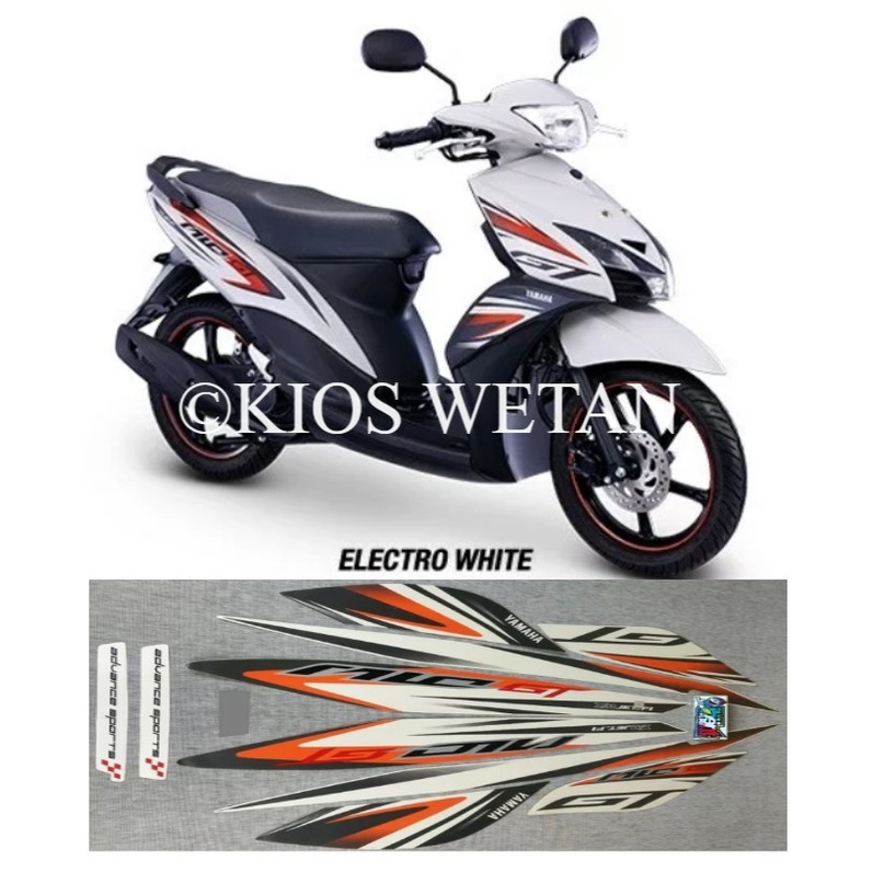 STRIPING MIO GT PUTIH ORANGE TAHUN 2014 STIKER LIS STANDAR ORI YAMAHA STIKER POLET