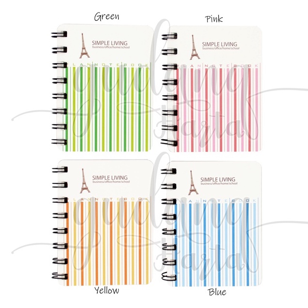 Notebook A7 Spiral Simple Strip Buku Mini Motif Garis Garis GH 308546