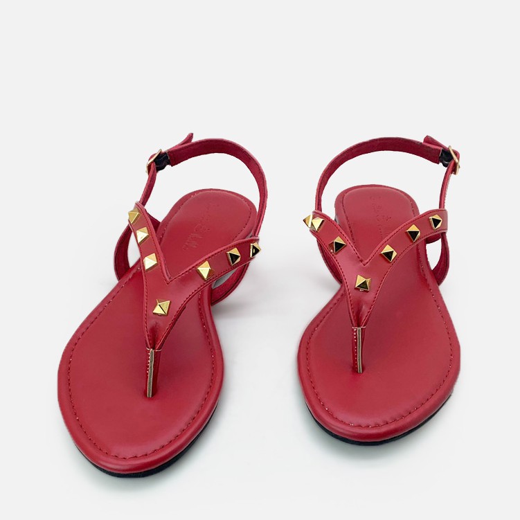 La Vita E Bella Joyce Sandal Jepit Flat Wanita Model Slingback Flip Flop Stud [LZ505] - Red