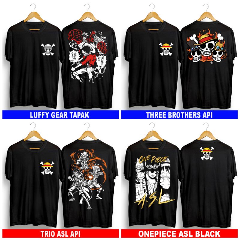 T-shirt Baju Kaos Distro Anime Onenipeece Karakter Baju Pria Wanita Kaos Luffy Gear Tapak Three Brot