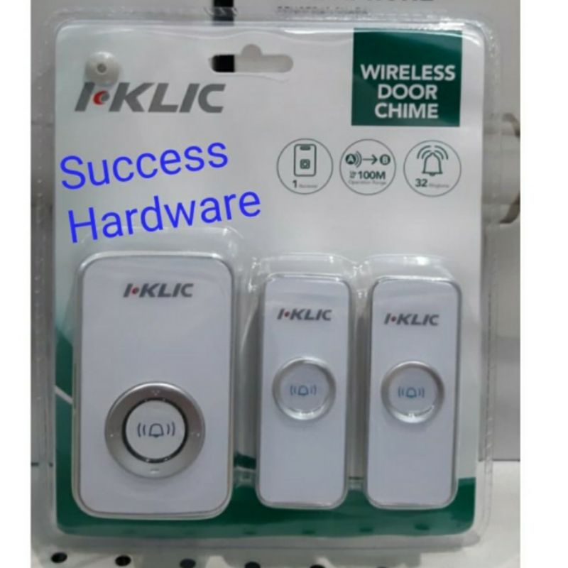 I KLIC BEL NIRKABEL DOUBLE WIRELESS BELL PUSH BEL PINTU RUMAH ORIGINAL