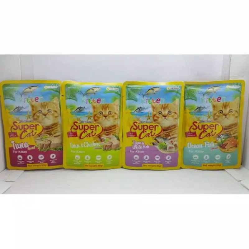 Makanan kucing super cat pouch 85gr Kitten