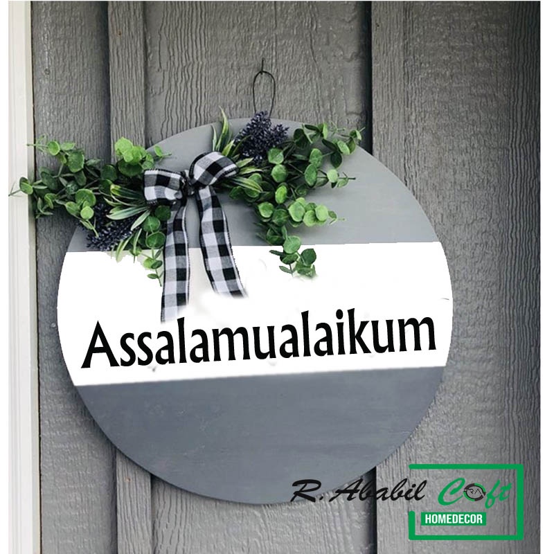 PRODUSEN WALDECOR HIASAN DINDING BULAT-ASSALAMUALAIKUM FREE BUNGA GANTUNG PINTU MURAH