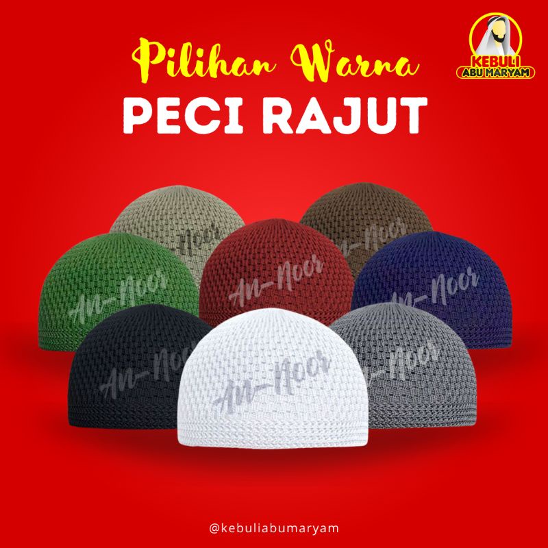 PECI RAJUT DEWASA / PECI HAJI / PECI PUTIH / KOPIAH RAJUT / PECI RAJUT POLOS TEBAL