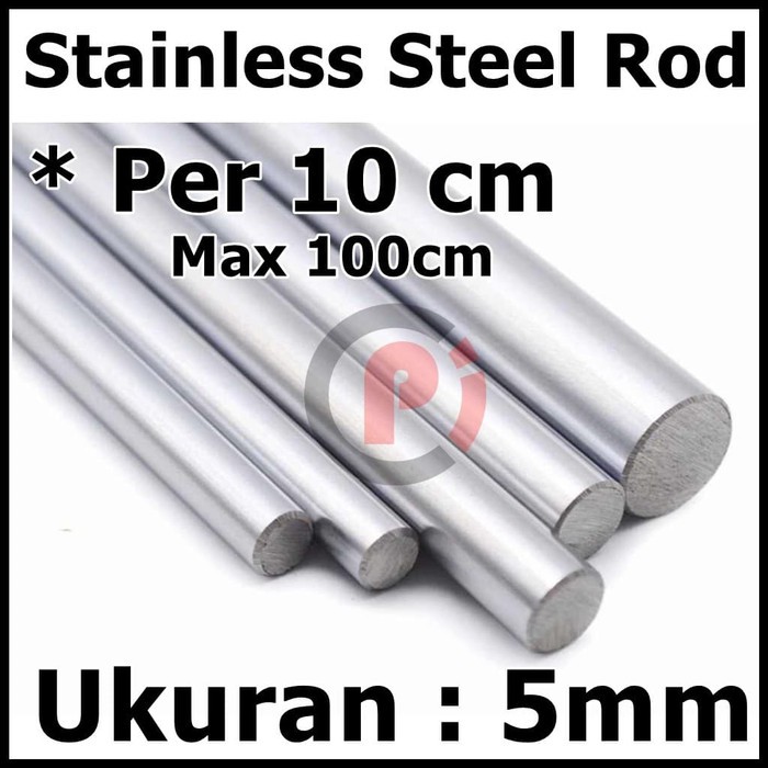 AS Stainless Steel Smooth Rod Linear Rail Ukuran 5mm 5 mm Per 10 cm