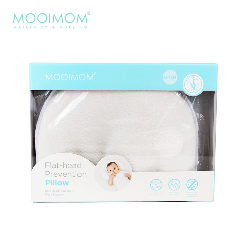 MOOIMOM Q90303W_F Flat-Head Prevention Pillow (Bantal Bayi)