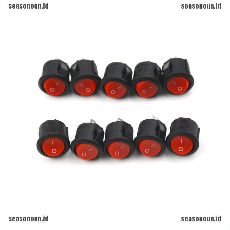 (Sea) 10pcs Saklar Rocker Onoff Mini 2 Pin Bentuk Bulat Diameter 16mm Untuk Perahu