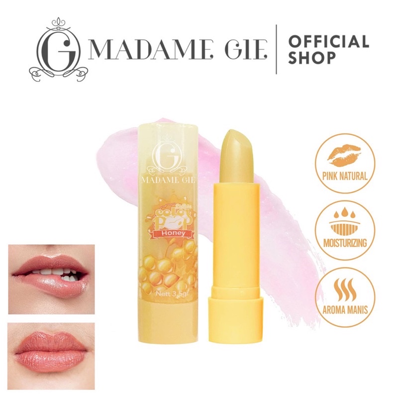 MADAME GIE Color Pop Lip Balm Fruity Series Indonesia / Pelembab Bibir 3.5g / Coconut Oil Beeswax Vitamin E / Aroma Manis Moisturise Ringan Melembabkan Pink Natural / Lipstick Lips Makeup Make Up Gincu / Skincare Face Treatment Perawatan Kulit Treat Ur