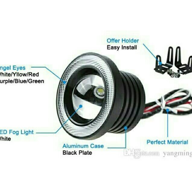 Lampu LED Foglamp Mobil Angel eyes 76 mm