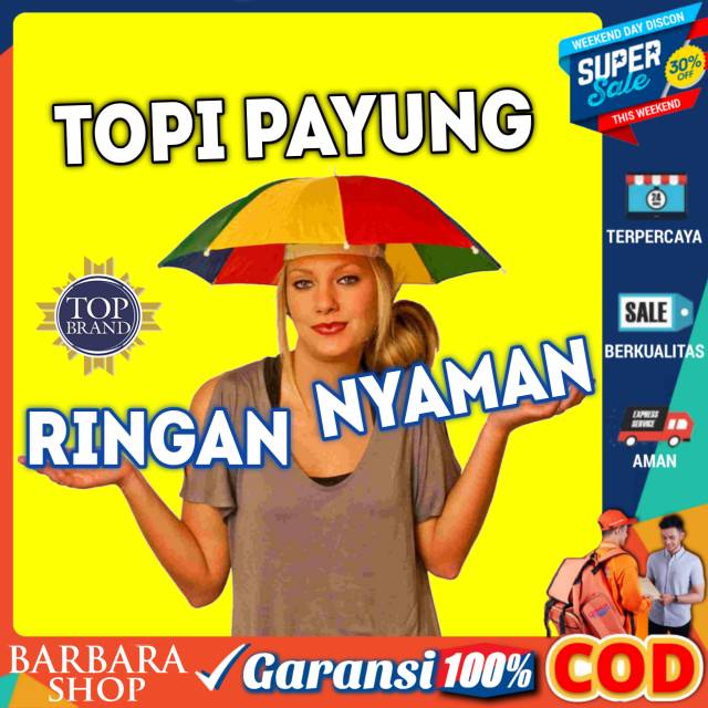 Topi Payung umbrella Topi Mancing Gold Outdoor Anti Hujan dan panas / topi unik