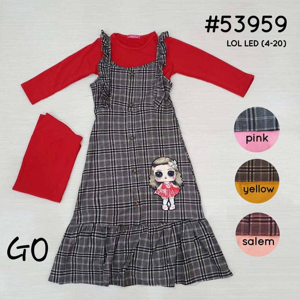 gos GAMIS CHATERINE OVERAL lOL LED Gamis anak model overal gamis anak bagus
