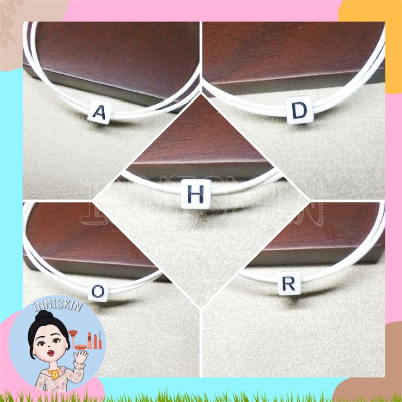 Gelang Huruf Nama Anti Air / Gelang Nama Initial Tahan Air / Gelang Inisial Huruf / Gelang Couple / Gelang Pasangan / Gelang Sahabat / Gelang Pacar