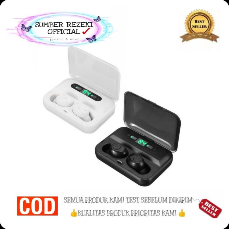 SR - Earphone Wireless TWS F9 V5.1 Earbuds LED / Headset Bluetooth 5.1 TWS F9 Hifi Quality