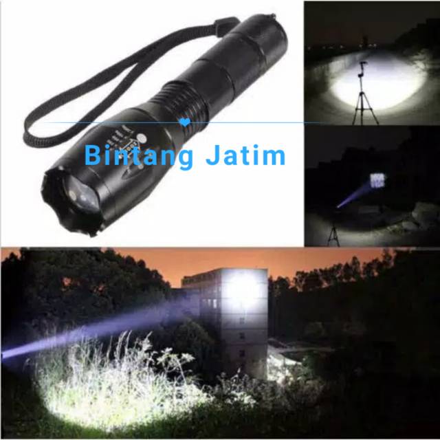 PAKET Senter LED Senter Swat K129 Outdoor Mancing Police TAFFWARE T6- 8000 Lumens BATERAI + CHARGER