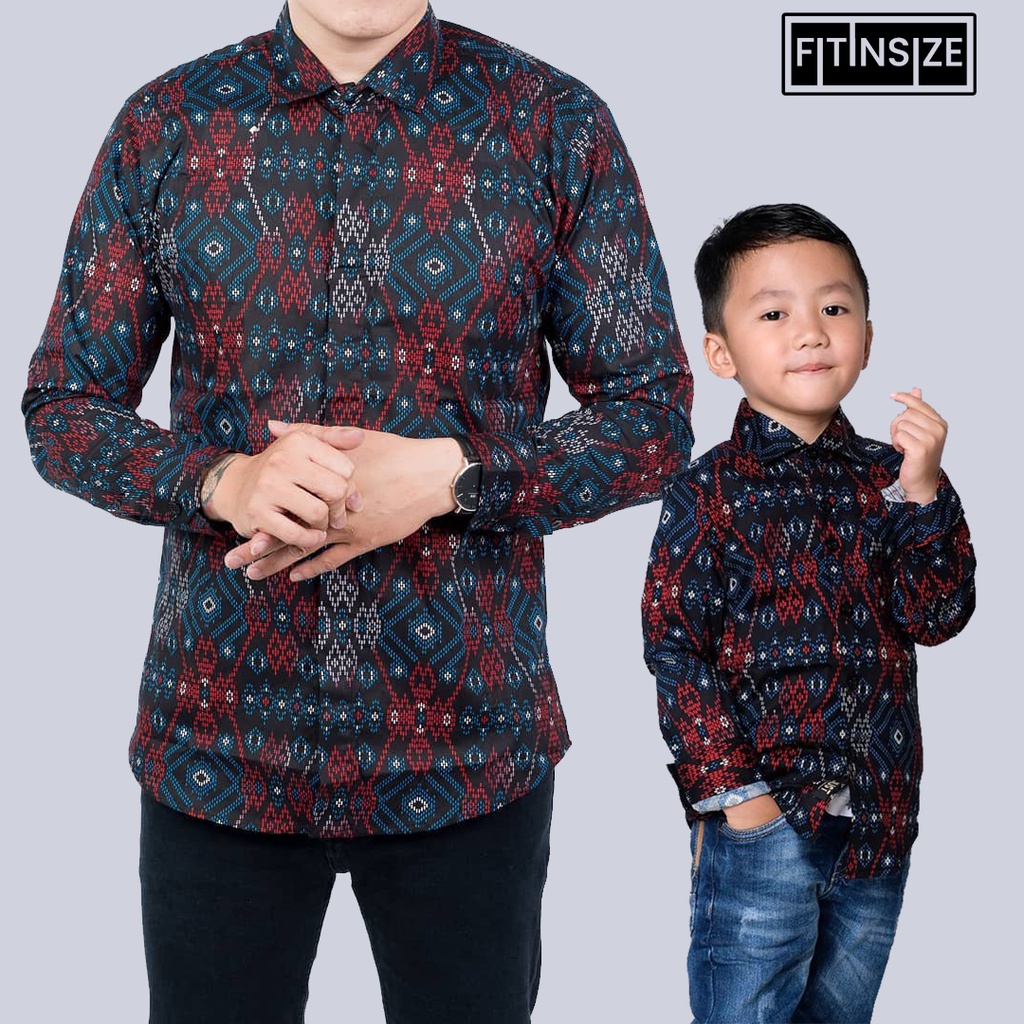 BATIK COUPLE AYAH DAN ANAK SLIMFIT KATUN STRETCH CASUAL/FORMAL BATIK COUPLE BANYAK DICARI MOTIF GRADASI