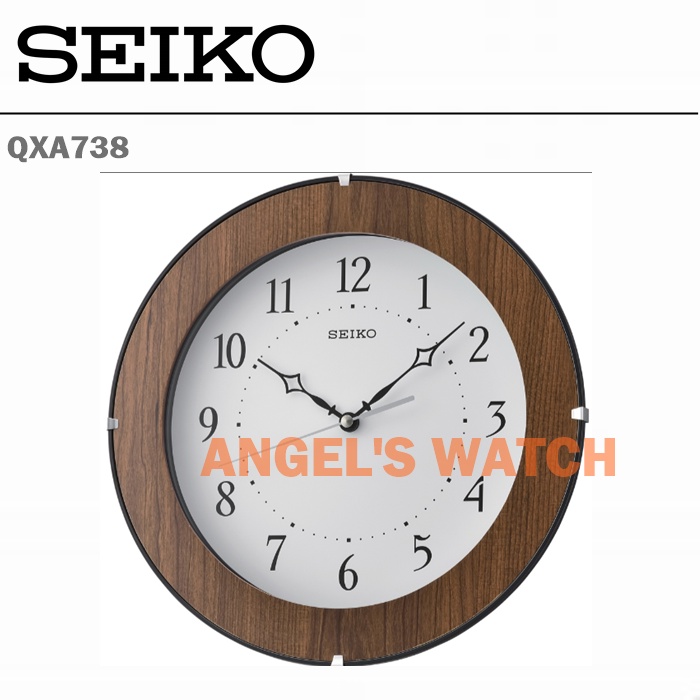 JAM DINDING SEIKO BODY KAYU QXA738 SENYAP TANPA SUARA SWEEP MOVEMENT ORI BARU