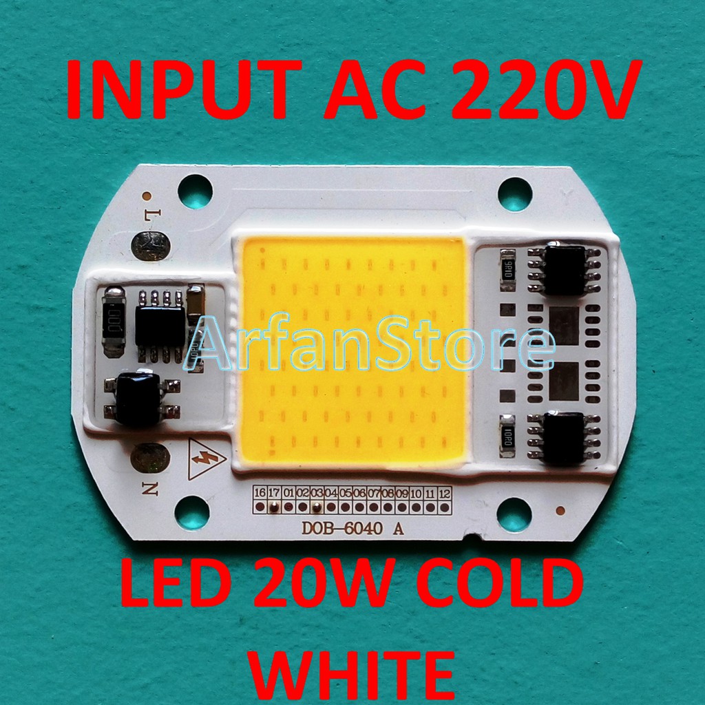 Input AC 220V LED 20W Cold White HPL Putih Tanpa Driver Versi Ekonomis