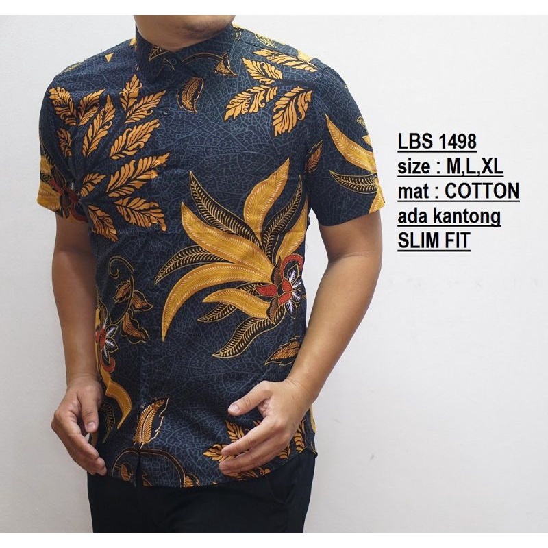 BAJU KEMEJA BATIK PRIA SLIM FIT LENGAN PENDEK LUIGI BATANI LBS 1498