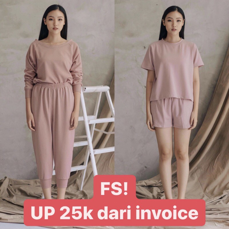 Hellolilo x michelle quan emquee dusty white glee set taupe eden elysian set jastip murah PO bliss