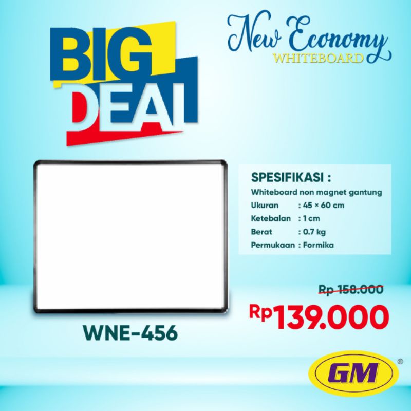 

PROMO Papan Tulis Putih 45 x 60 / Whiteboard 45x60 merk GM WNE 456
