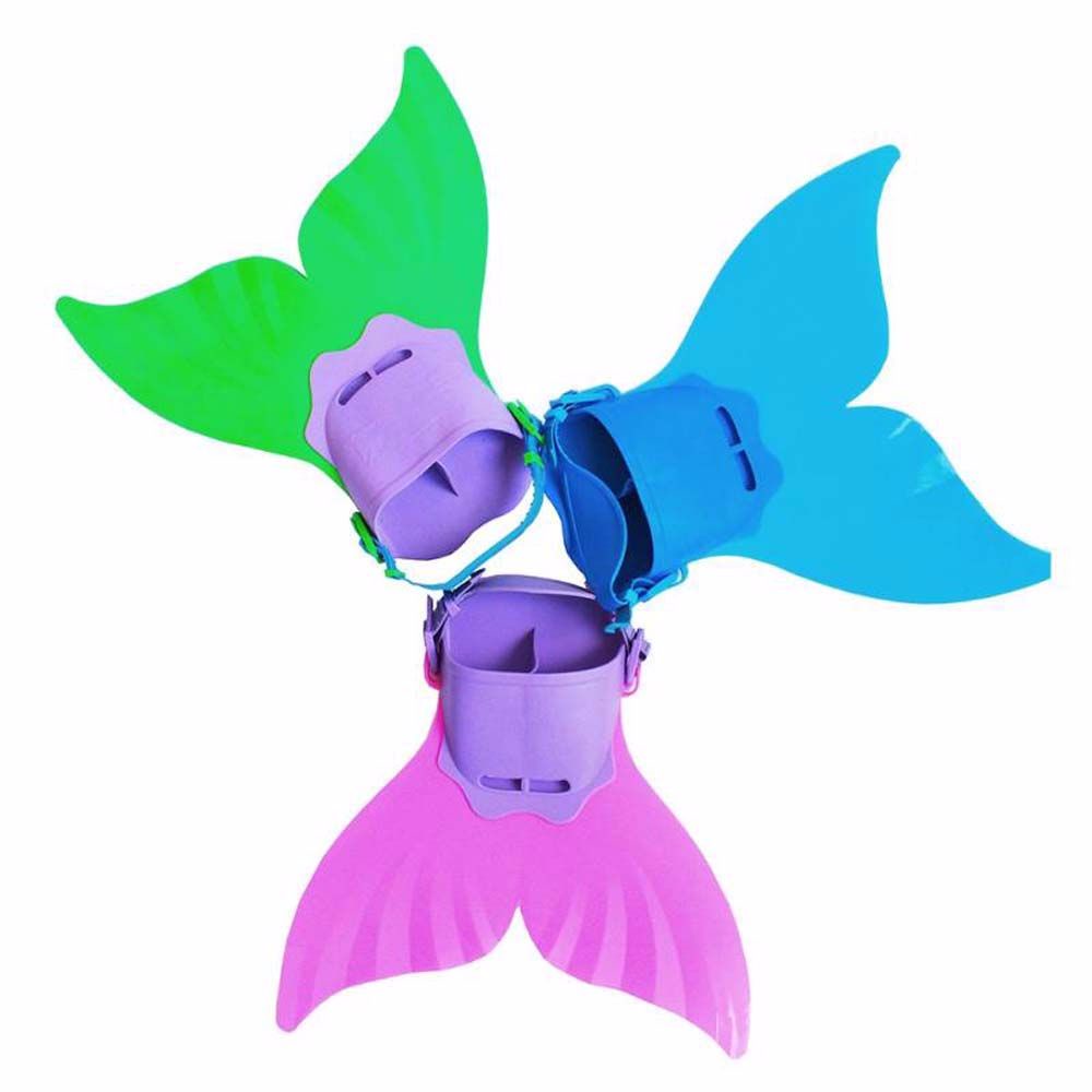 QUINTON Adjustable Swimming Fins Mermaid Foot Flipper Swim Fin Water Sports Snorkeling Submersible Tail Monofin Children Diving Feet Tail Flipper/Multicolor