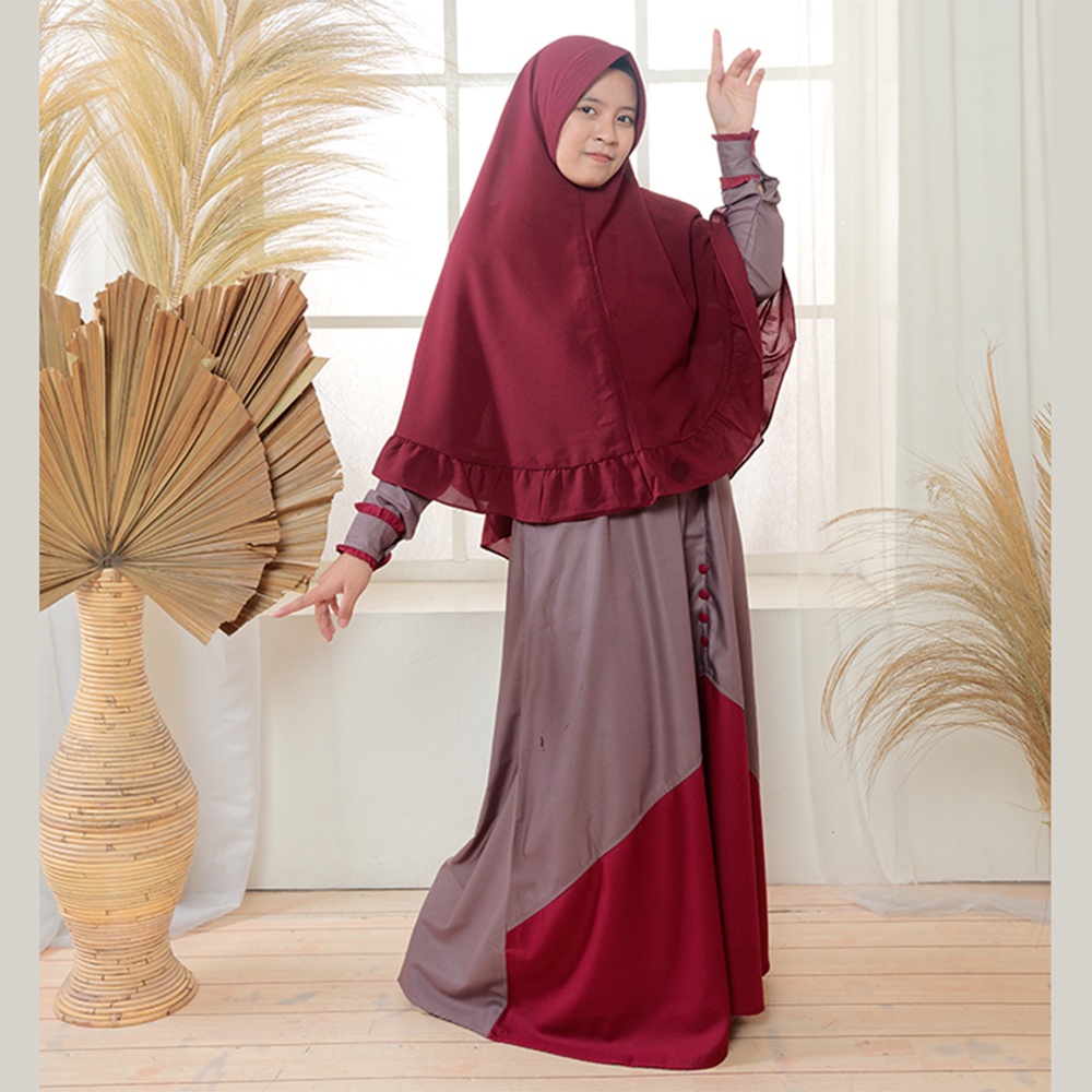 MOSCOU - Baju Busana Dress Gamis Wanita Set Khimar Hijab Muslim Muslimah Syari Syar'i Remaja Ibu Bus
