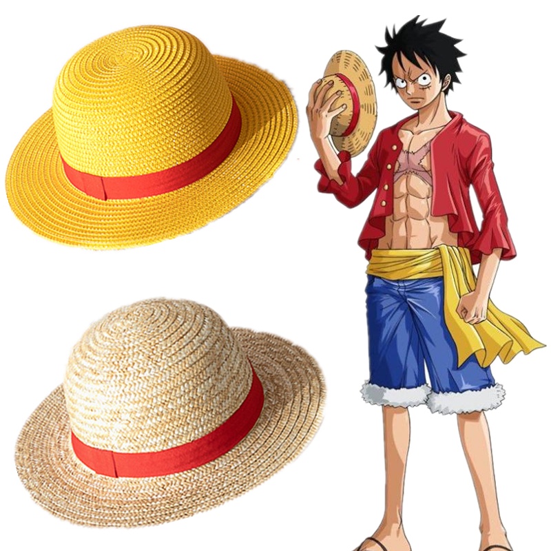 Topi Jerami Motif Kartun Anime Luffy One Piece Untuk Unisex Dewasa