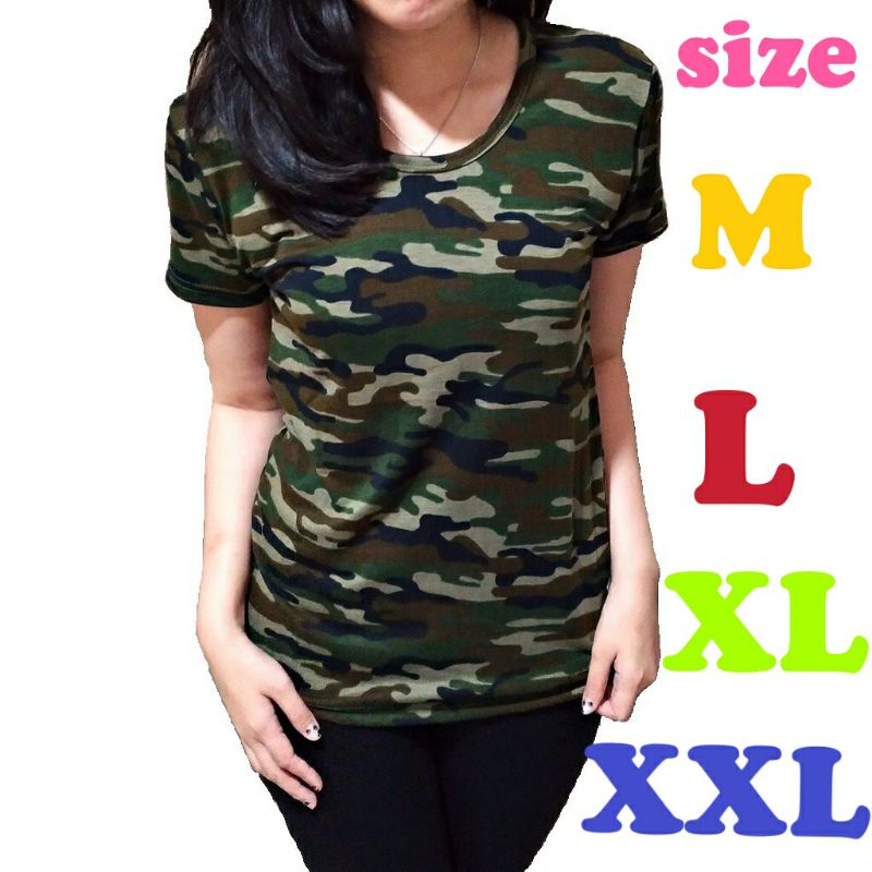 KAOS WANITA ARMY TENTARA LORENG BAJU ARMI CEWEK LENGAN PENDEK SIZE M - XXL