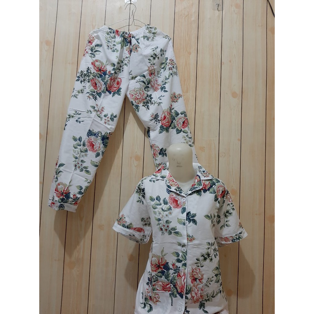 blinqshop baju tidur piyama CP KATUN PREMIUM MOTIF KEMBANG