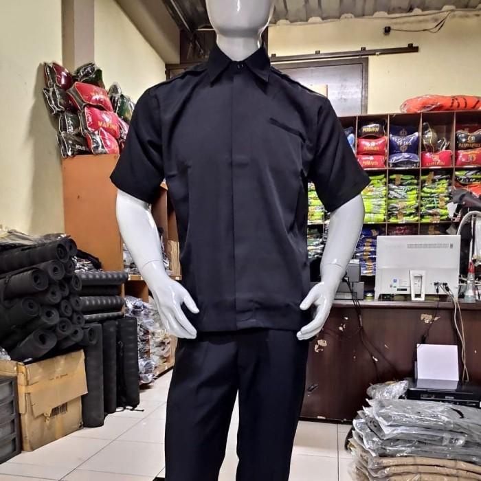 Seragam Safari Paspampres Pendek Hitam|Safari Paspampres Kancing Dalam|Safari