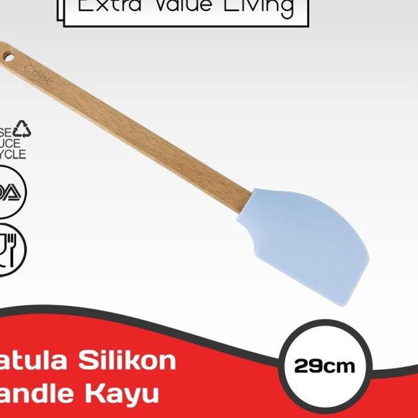 ♤ CYPRUZ Spatula Silikon Gagang Kayu/ Sendok Serving Silikon EVL-AM-1003 ♦